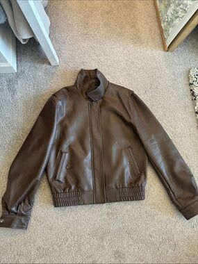 Vegan Leather Bomber Jacket